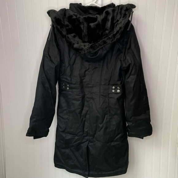 Hoodlamb Ladies Long Nightwatch Black Size Medium Coat Jacket Vegan Hemp - Picture 6 of 8